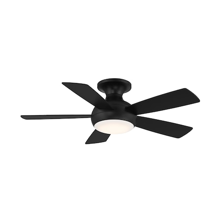 5-Blade Smart Flush Mount Ceiling Fan 44 Matte Black W/3000K LED Light Kit And Remote Control